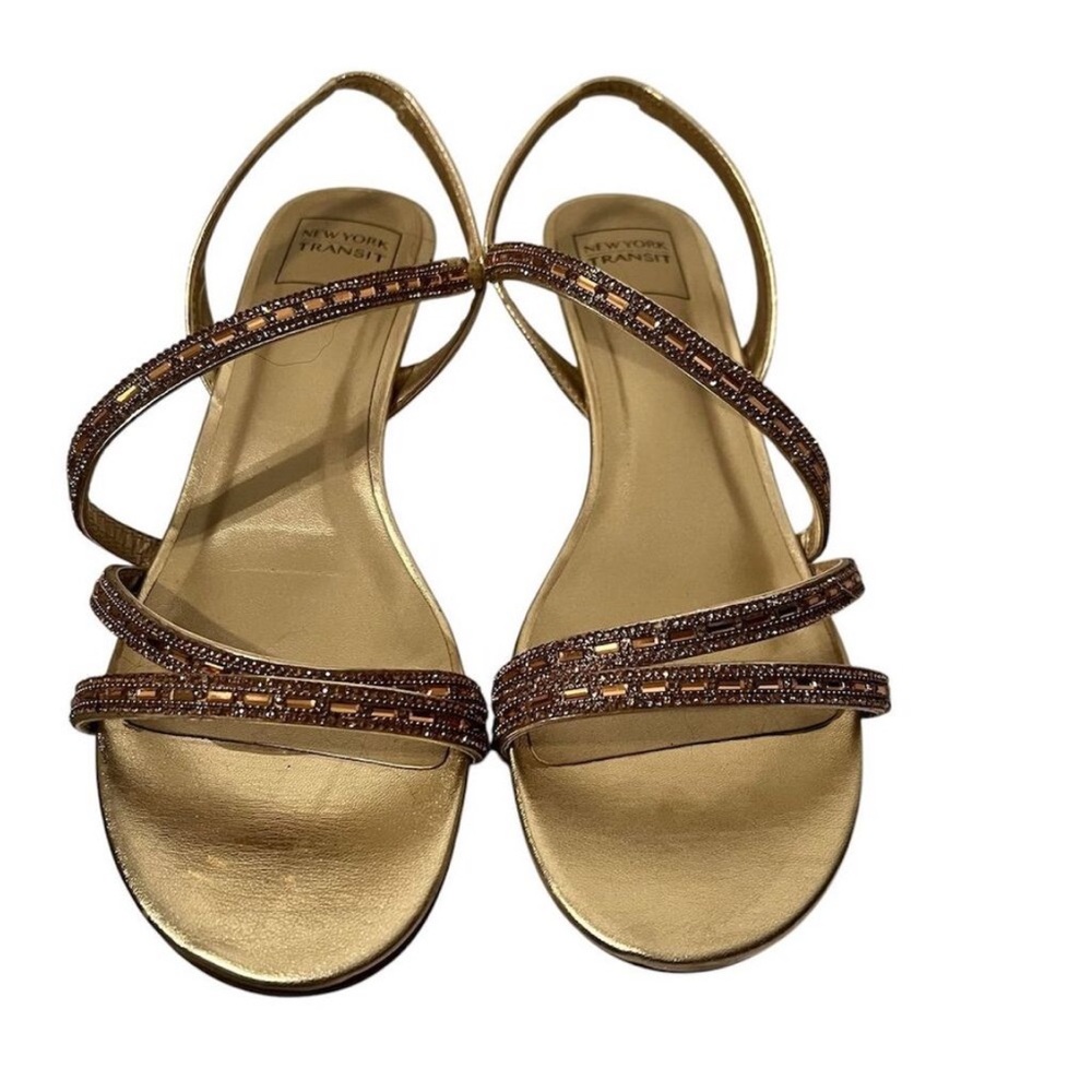 New York Transit Rose Gold Sandals with Braided Straps